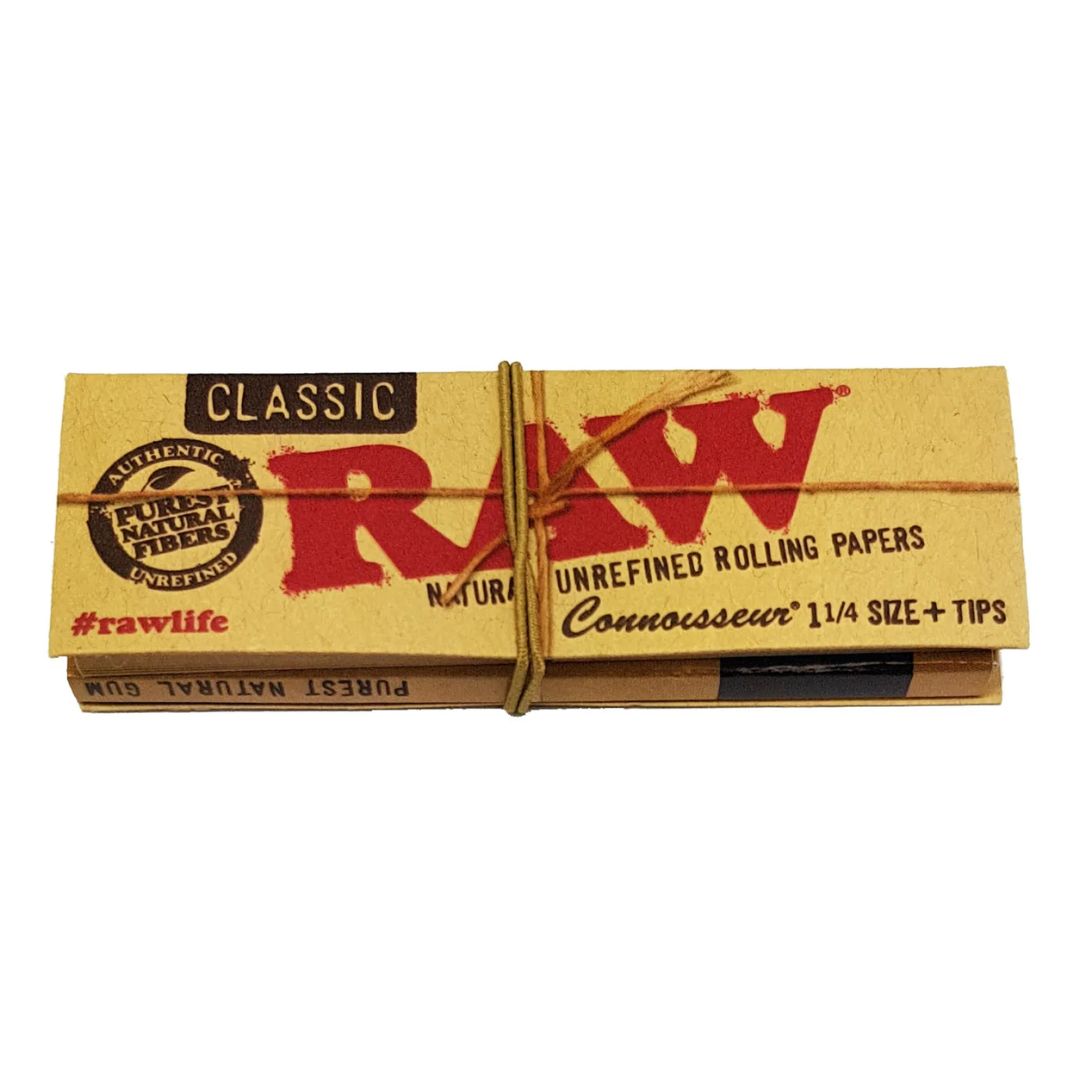 RAW Classic - Connoisseur 1-1/4 Plus Tips - ( 50 sheets + 50 Tips) –  HERBBOX India