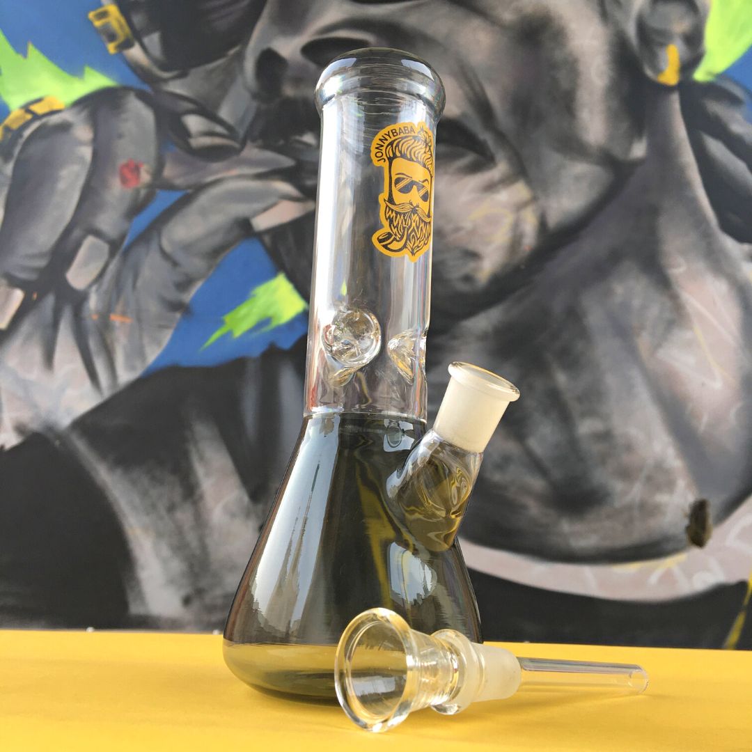 jonnybaba 8 inch glass ice bong available on Herbbox India 