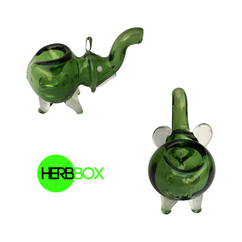 Basil elephant glass pipe available on Herbbox India 