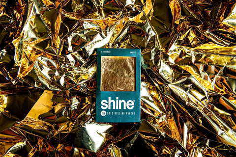 Shine gold rolling paper available on Herbbox India 