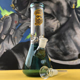 jonnybaba 8 inch glass ice bong teal available on Herbbox India 