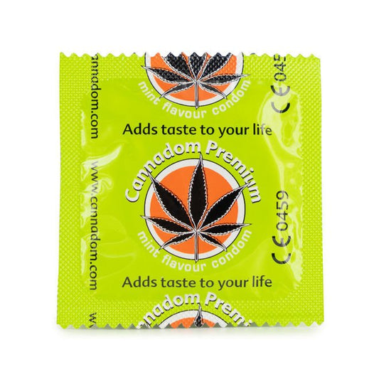 Cannadom premium cannabis flavoured condom available on Herbbox India 