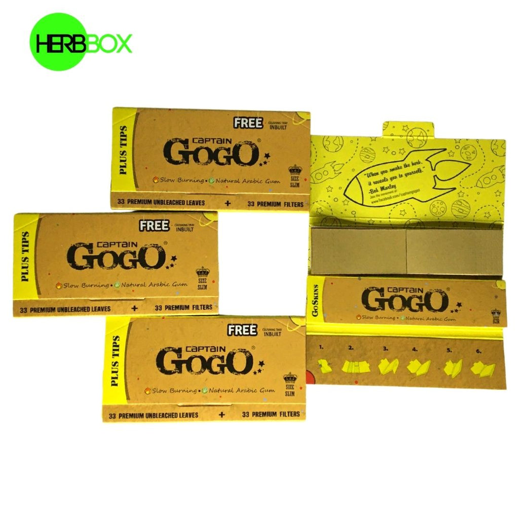 Captain gogo brown rolling paper with tips Pack of – HERBBOX India